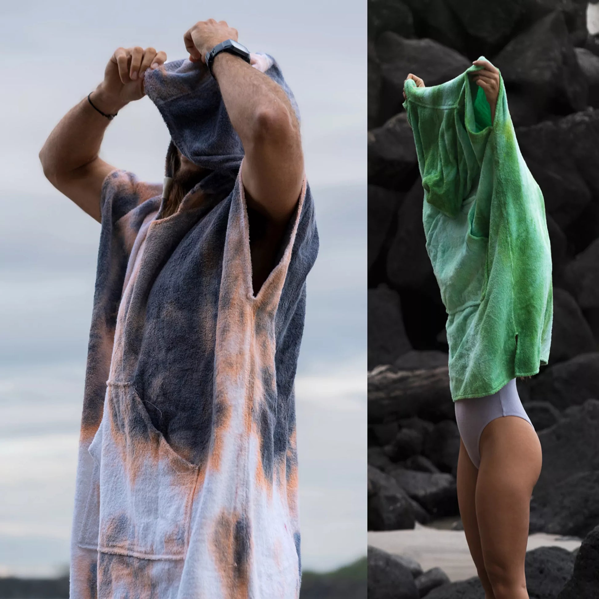 CHANGING PONCHO SURF COTTON HAND DYE LATINA BEACH