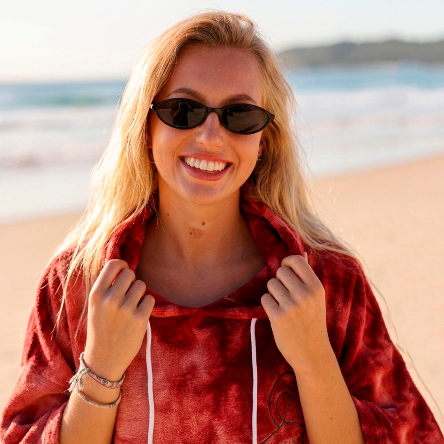 Poncho Towel Tie Dye Coral Reef – Surf, Swim & Beach Changing Robe - Bag