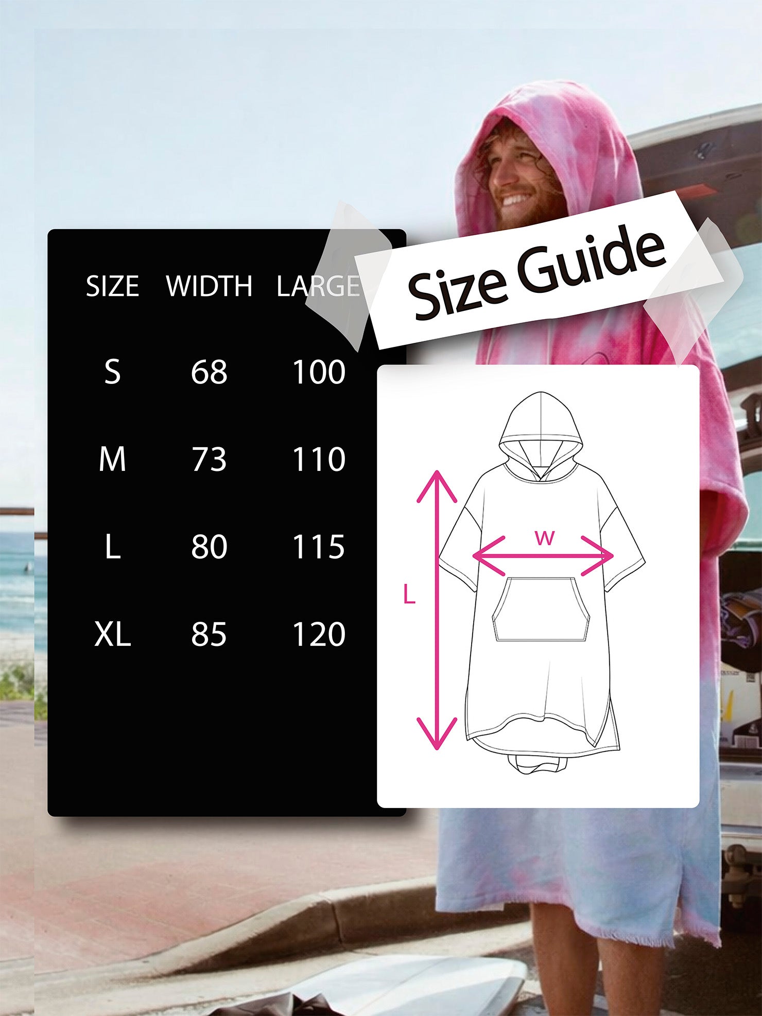 latina beach size chart towel poncho