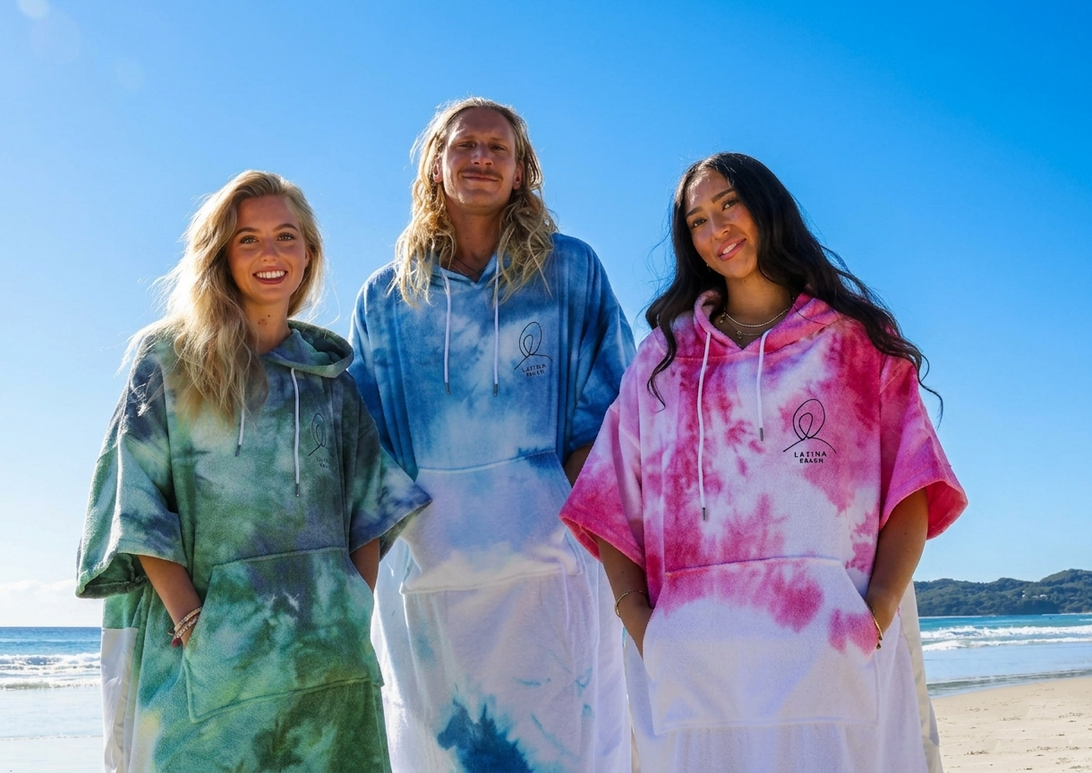 latina beach surf poncho tie dye